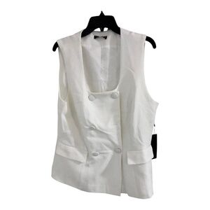 Ecru ivory off white square neckline sleeveless tuxedo style‎ vest top size XL